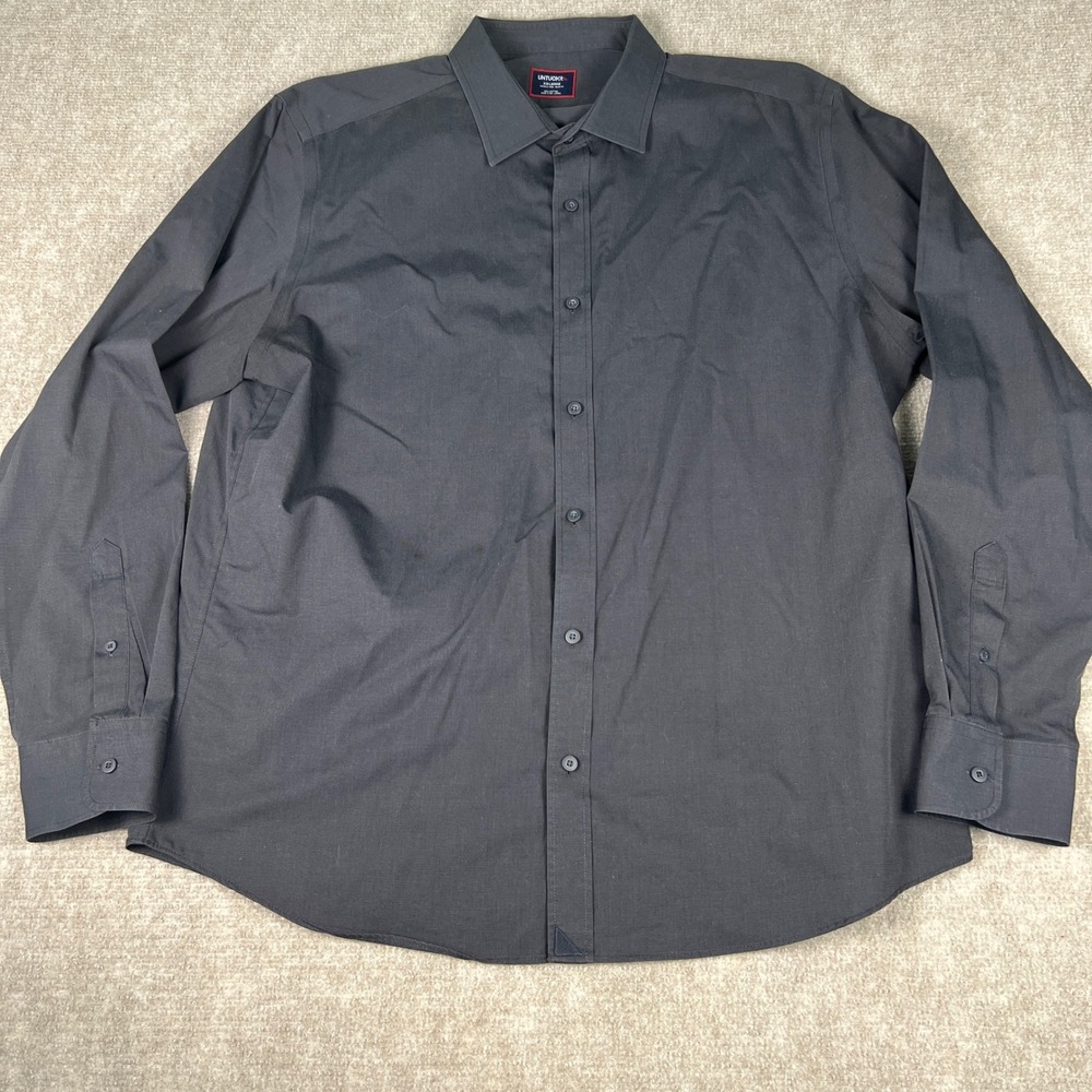 UNTUCKit Wrinkle Free Solid Black Slim Fit Button Down Shirt Long Sleeve XXL - Picture 2 of 7